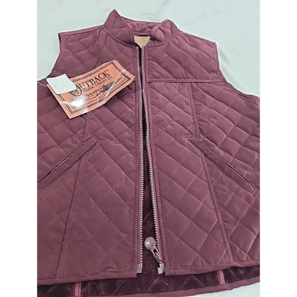 Outback Trading CO. Women's Microsuede Quilted Equestrian Vest,szM,maroon,NWT